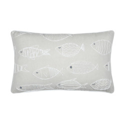 Coussin Décoratif Azuria Naturel 35x60 cm - Motif Poissons