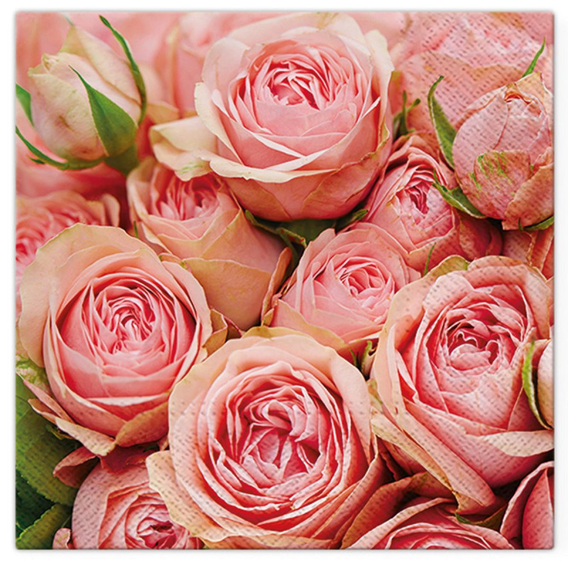 SERV. X20 EN PAPIER PINK ROSES 33X33CM SERV. X20 EN PAPIER PINK ROSES 33X33CM