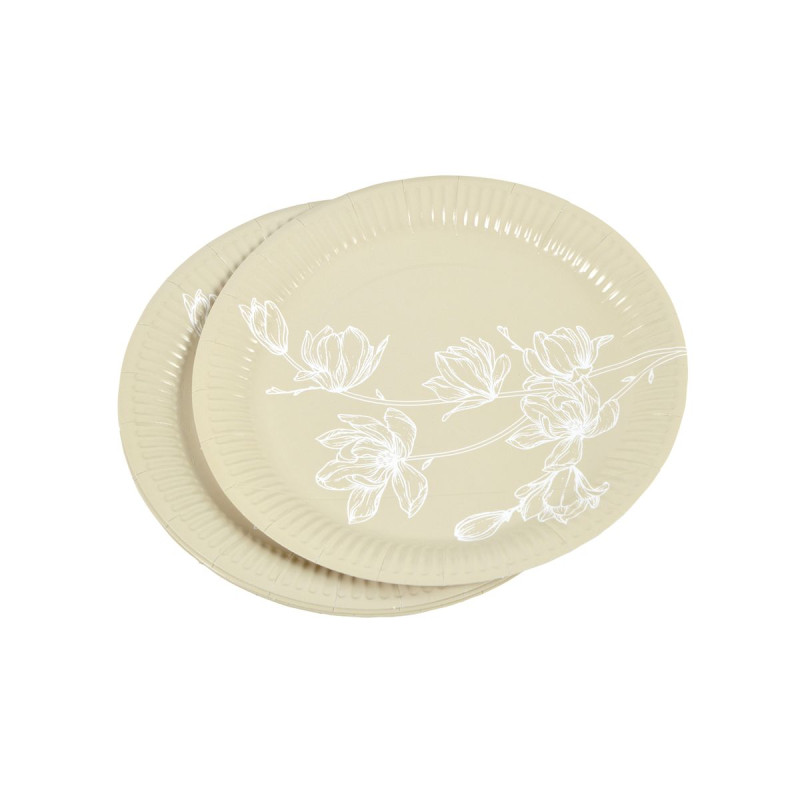 Lot de 10 Assiettes en Carton 'Branche de Cerisier' - Diamètre 18 cm Lot de 10 Assiettes en Carton 'Branche de Cerisier' - Diamètre 18 cm