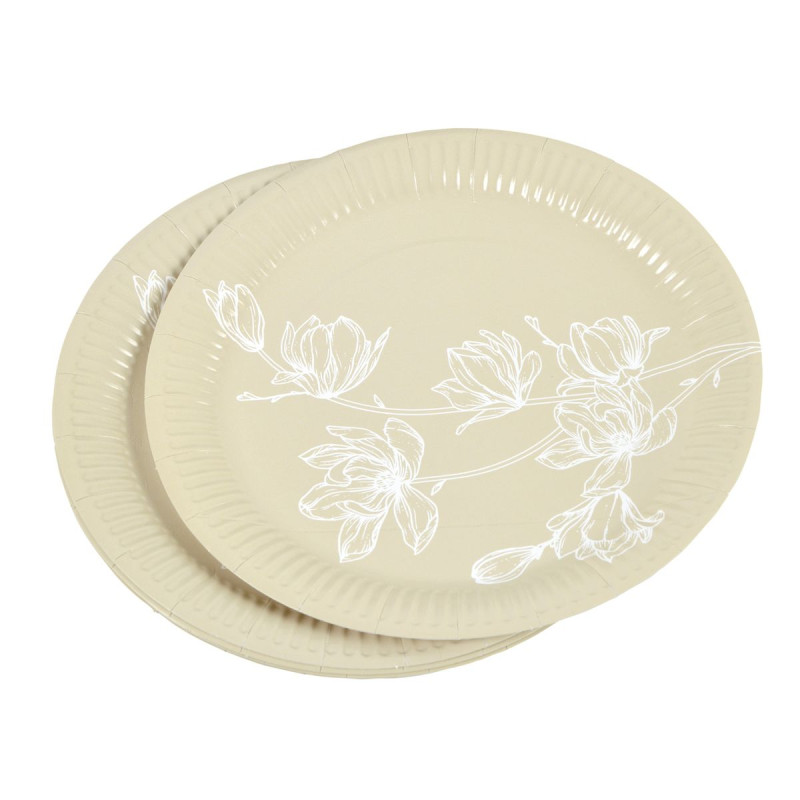 Lot de 10 Grandes Assiettes en Carton 'Branche de Cerisier' - Diamètre 23 cm Lot de 10 Grandes Assiettes en Carton 'Branche de Cerisier' - Diamètre 23 cm