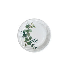 Lot de 10 Assiettes en Carton 'Eucalyptus' - Diamètre 18 cm