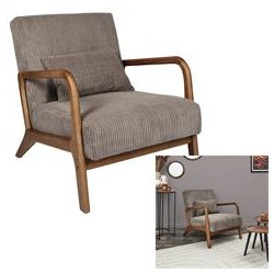 Fauteuil de Salon en Velours Côtelé 'Scott' - Taupe
