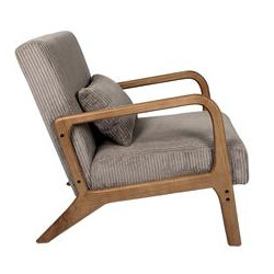 Fauteuil de Salon en Velours Côtelé 'Scott' - Taupe