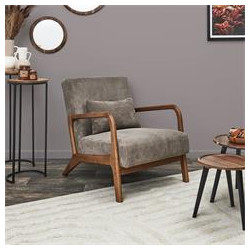 Fauteuil de Salon en Velours Côtelé 'Scott' - Taupe