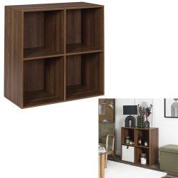Étagère de Rangement 'Tiffany' 4 Cases - Bois Foncé