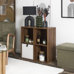 Étagère de Rangement 'Tiffany' 4 Cases - Bois Foncé