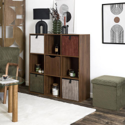 Étagère de Rangement 'Tiffany' 9 Cases - Bois Foncé