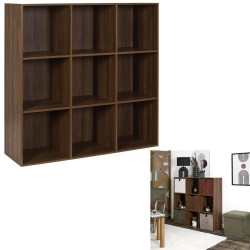 Étagère de Rangement 'Tiffany' 9 Cases - Bois Foncé