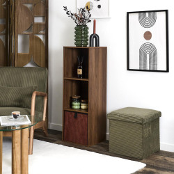 Étagère de Rangement Modulable 'Tiffany' 3 Cases - Bois Foncé
