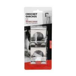 Lot de 2 Crochets de Porte en Inox - 5x5 cm