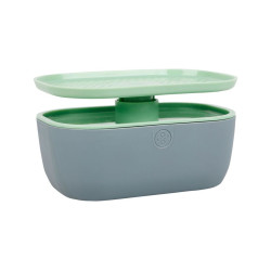 Distributeur de Savon et Porte-Éponge - Plastique Gris-Vert