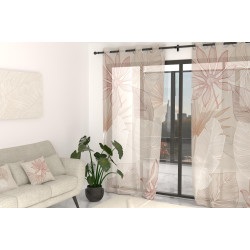 Voilage Mayotte à Motif Végétal - Terra, Écru et Gris - 135 x 250 cm
