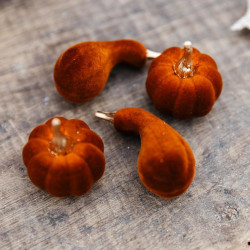 6 Courges Ass Velours Ambre et Or Ø3,5x5