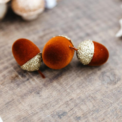 6 Glands Velours Ambre et Paillettes Or