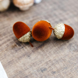 6 Glands Velours Ambre et Paillettes Or