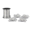 4 Nœuds Adhésifs Argent Ø5cm + Ruban Org