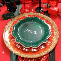 8 Assiettes "Joyeux Noël"Vert Anglais et