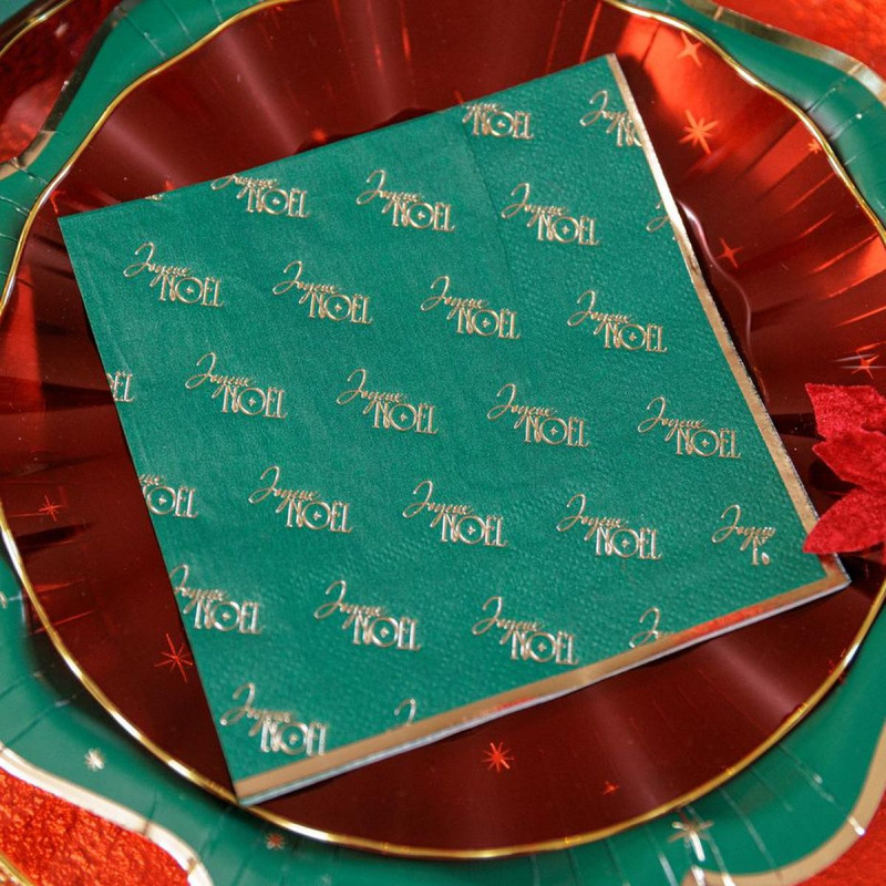 20 Serv Cocktail "Joyeux Noël"Vert Angla