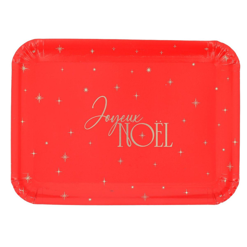 3 Plateaux "Joyeux Noël" Rouge et Or 35x