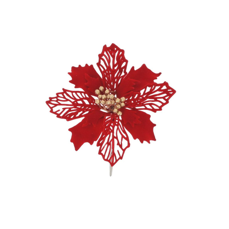 Fleur de Poinsettia Velours Rouge et Or