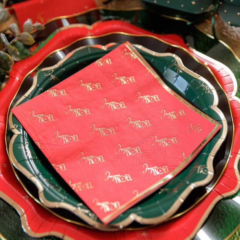 40 Serviettes Papier Jetables Thème Père Noël - Décoration Table Fêtes Noël