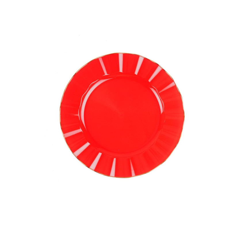 6 Petites Assiettes Pls Rouge et Or Ø19c