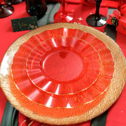 6 Petites Assiettes Pls Rouge et Or Ø19c