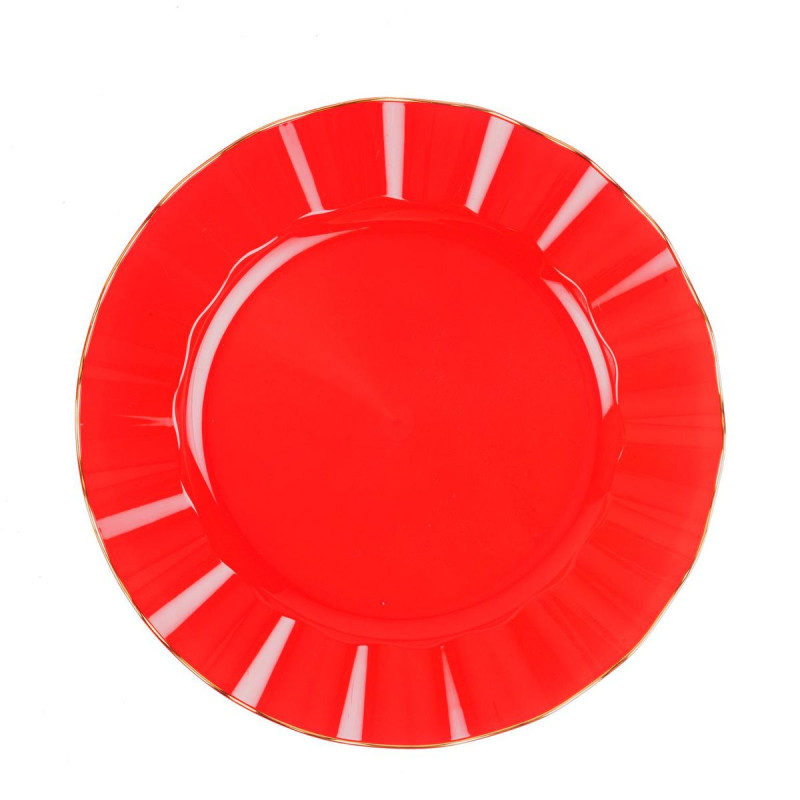 6 Assiettes Pls Rouge et Or Ø26cm