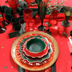 6 Assiettes Pls Rouge et Or Ø26cm