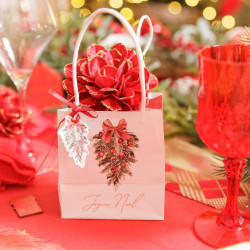 2 Fleurs Velours Rouge et Paillettes Or