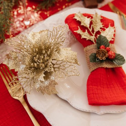 Fleur de Noël Ajourée sur Tige Paillette