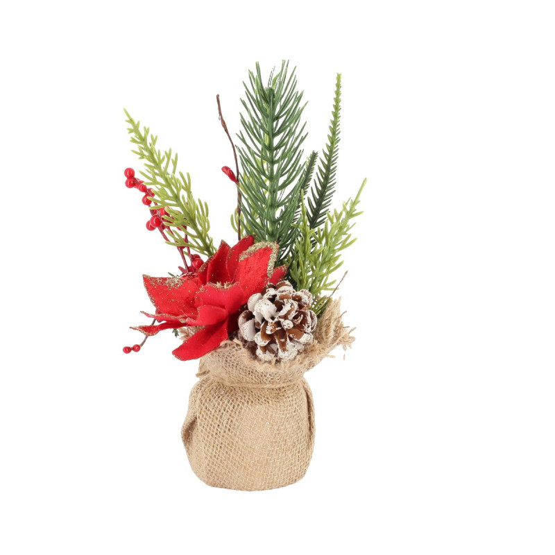 SAPIN de table Vert, Rouge et Paillettes