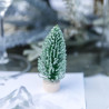 6 Petits Sapins Givrés sur Socle en Bois