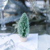 6 Petits Sapins Givrés sur Socle en Bois