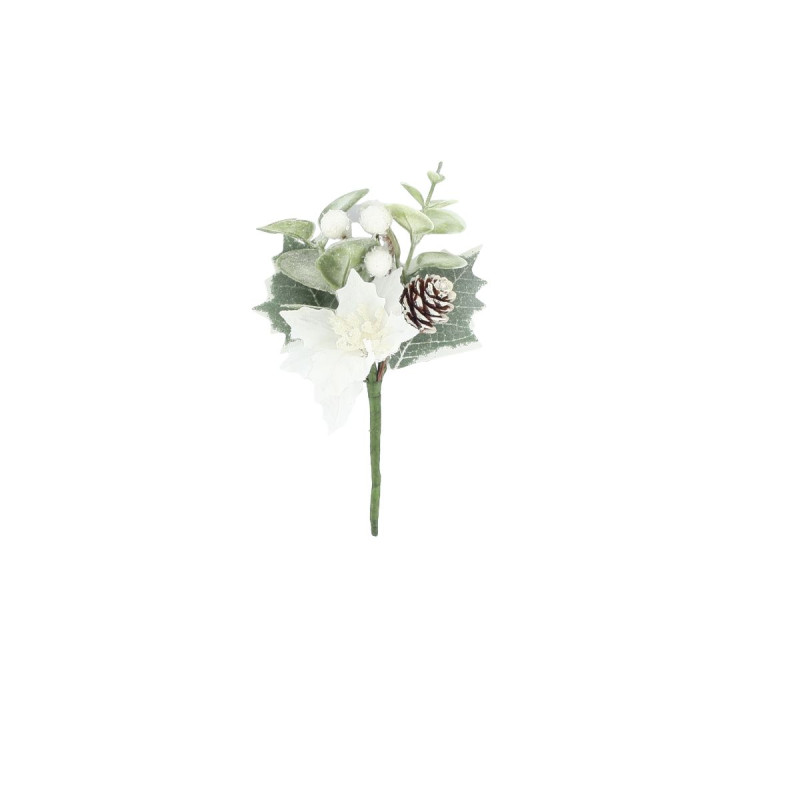 Branche Décorative "Neige Glaciale" - Blanc et Vert