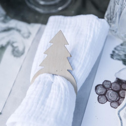 6 Ronds de Serviette Sapin Bois 6x10cm
