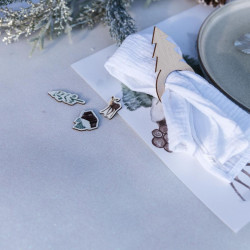 6 Ronds de Serviette Sapin Bois 6x10cm