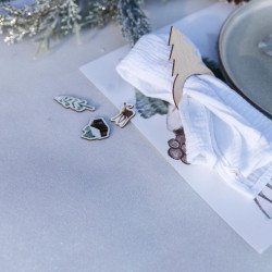 6 Ronds de Serviette Sapin Bois 6x10cm