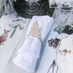 6 Ronds de Serviette Sapin Bois 6x10cm