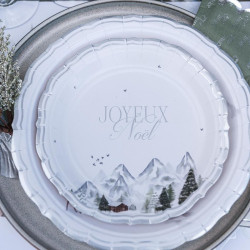 8 Assiettes "Joyeux Noël" Neige Éternell