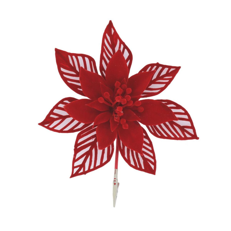 Fleur de Poinsettia Ajourée Velours Roug
