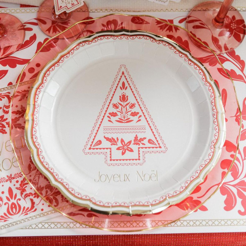 8 Assiettes "Joyeux Noël" Folky Christma