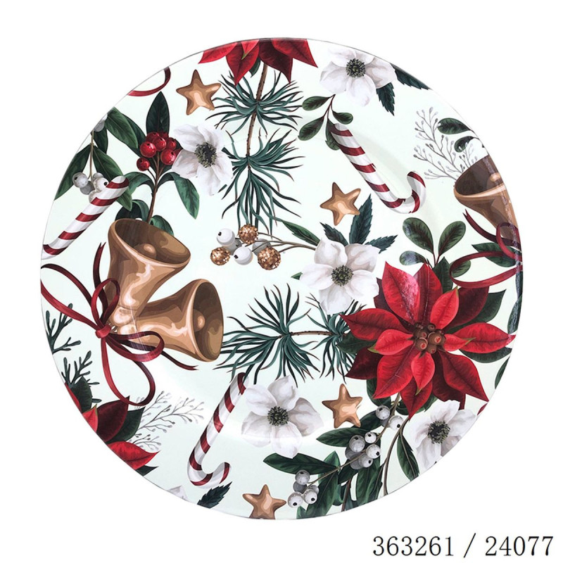 Sous-assiette de Noël rose à motifs D30cm