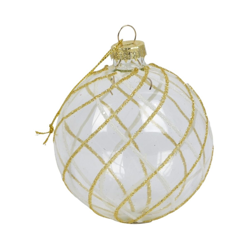 Boule de Noël transparente avec lignes de paillettes dorées Boule de Noël transparente avec lignes de paillettes dorées