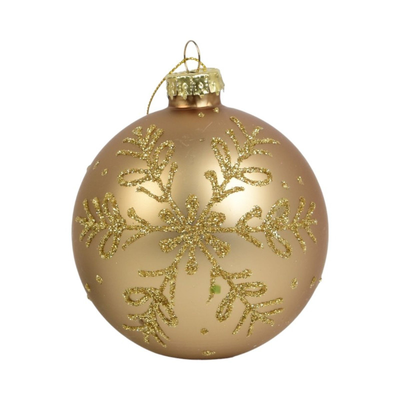 BOULE OR MAT FLOCON PAILLETTES OR VERRE BOULE OR MAT FLOCON PAILLETTES OR VERRE