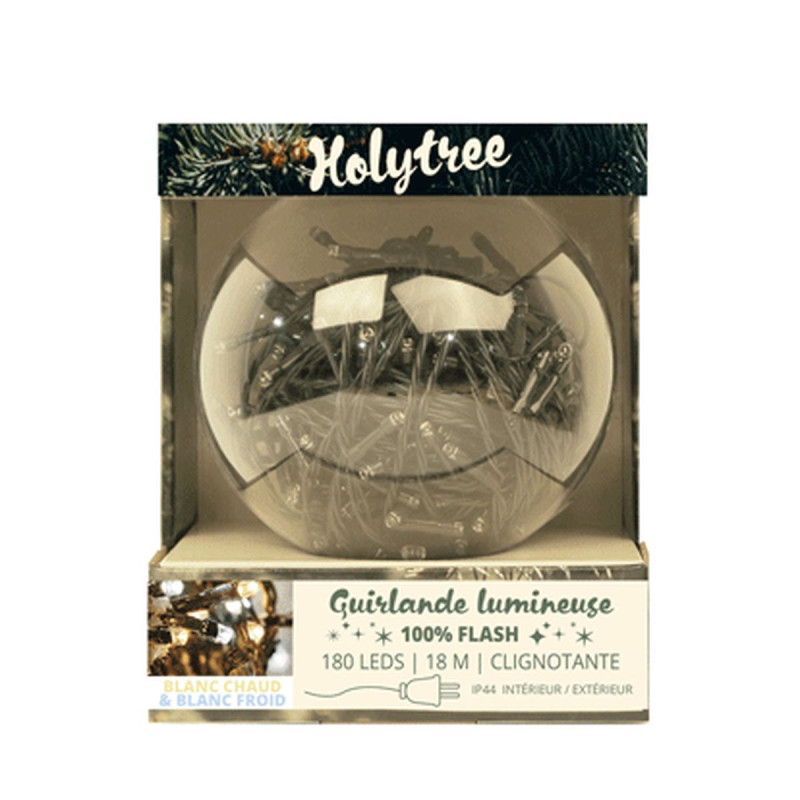 Guirlande Lumineuse 100% Flash 180 LED - 18 M - Blanc Chaud & Froid Guirlande Lumineuse 100% Flash 180 LED - 18 M - Blanc Chaud & Froid