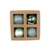 Boîte de 4 Grandes Boules de Noël D10CM – Couleurs Vert Clair & Finis Assortis