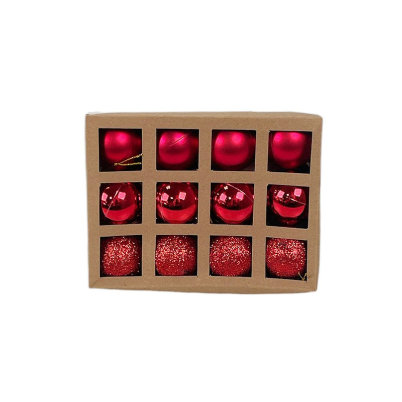 BOULES ROUGE X12 D4CM (BRILLANT/MAT/PAIL