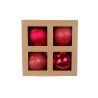 Boîte de 4 Grandes Boules de Noël D10CM – Couleurs Rouge Vif & Finis Assortis