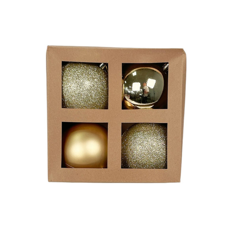 BOULES OR X4 D10CM (BRILLANT/MAT/PAILLET
